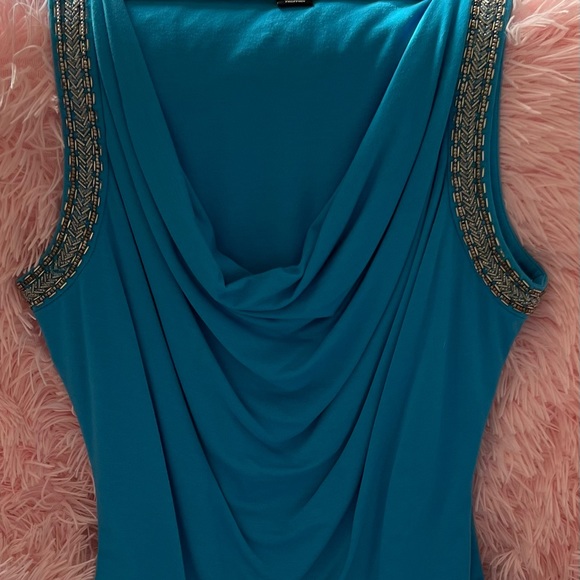 WHITE HOUSE BLACK MARKET Turquoise embellished tank - Picture 4 of 6